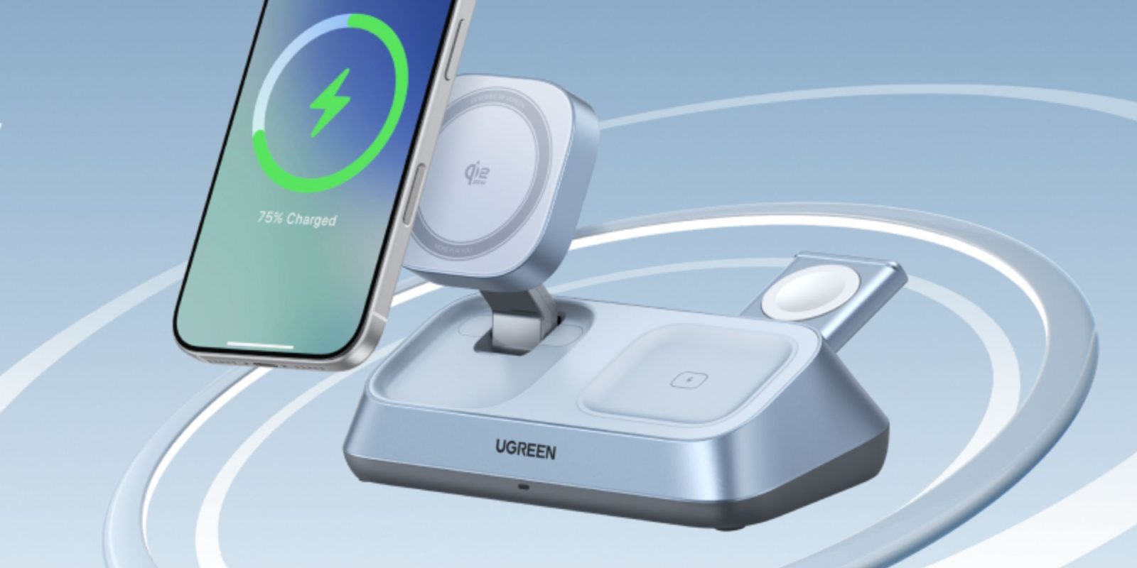 A phone charging on a wireless charger