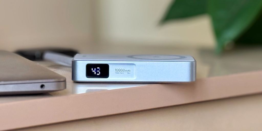 A rectangular electronic device on a table