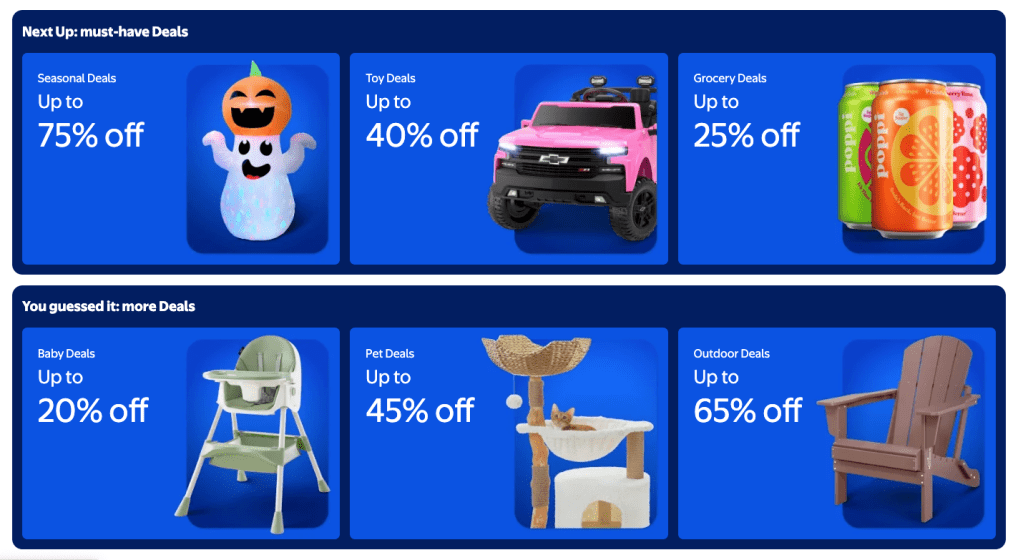 A blue and white advertisement with blue squares and text