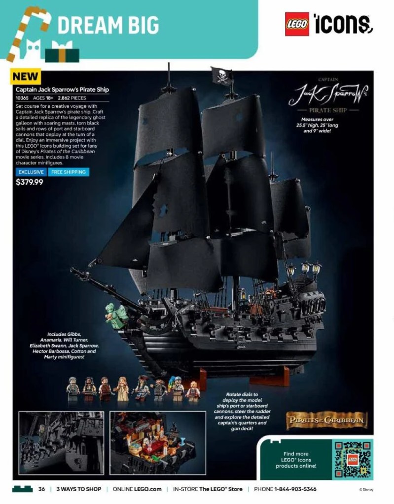 A toy ship with black sails