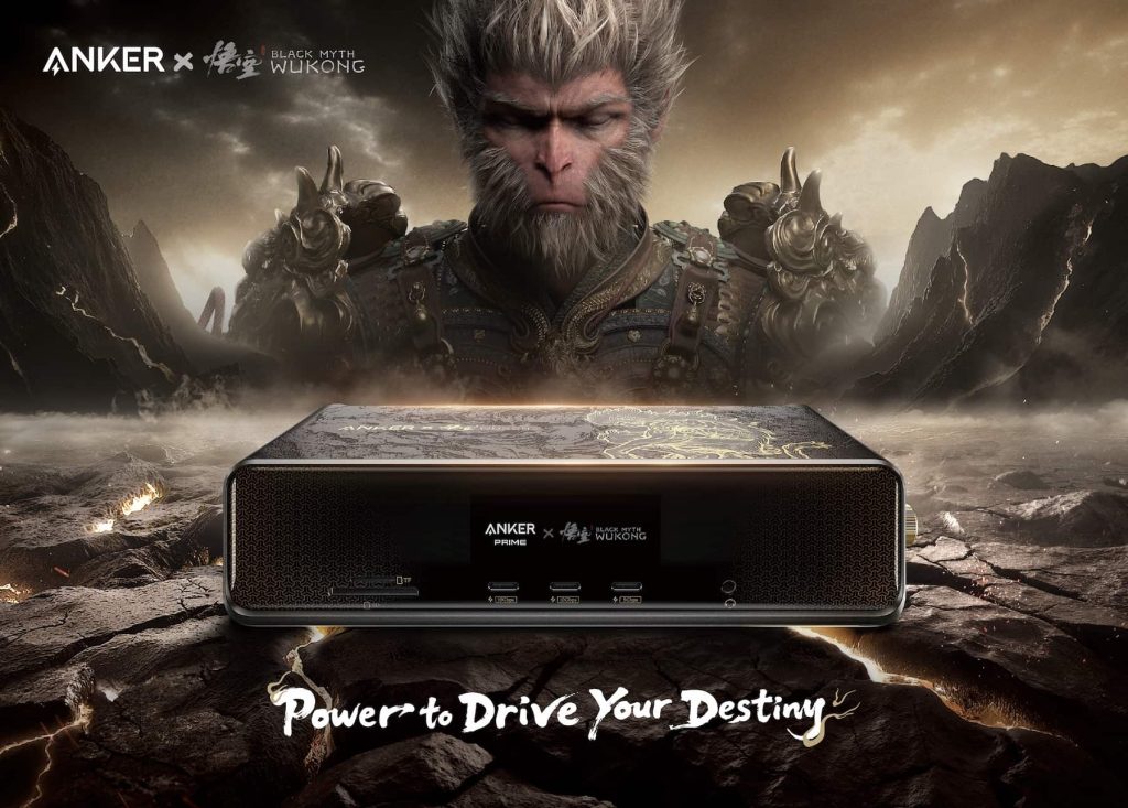 A poster of a monkey with a device