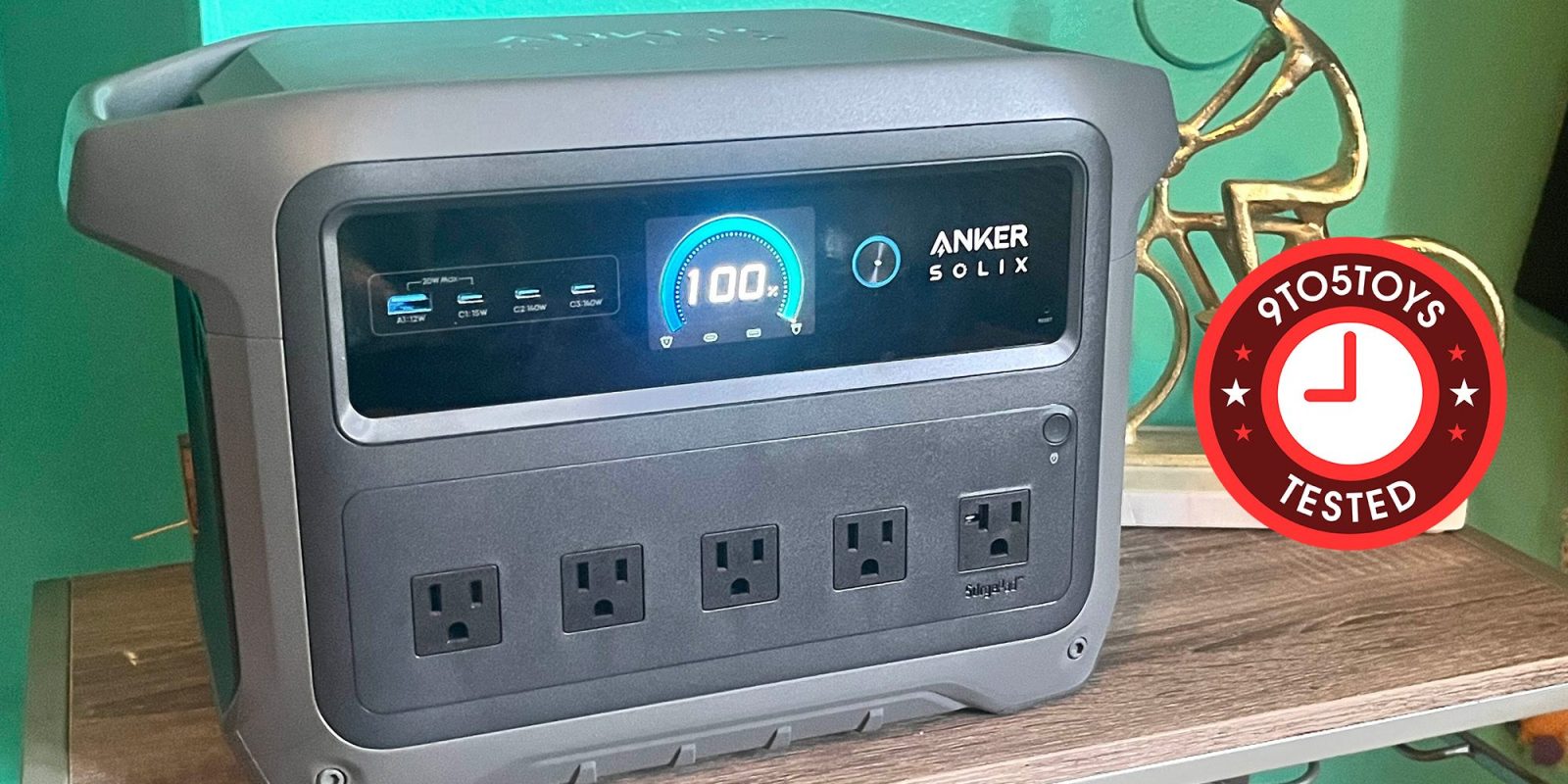 A power outlet on a table