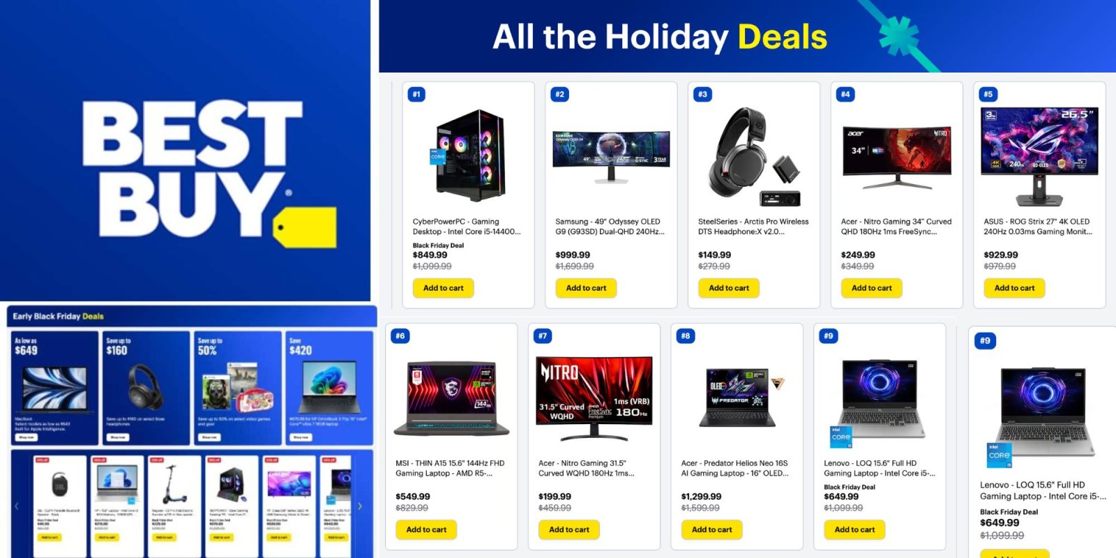 Image showing listings from Best Buy's Black Friday 2025 doorbusters.