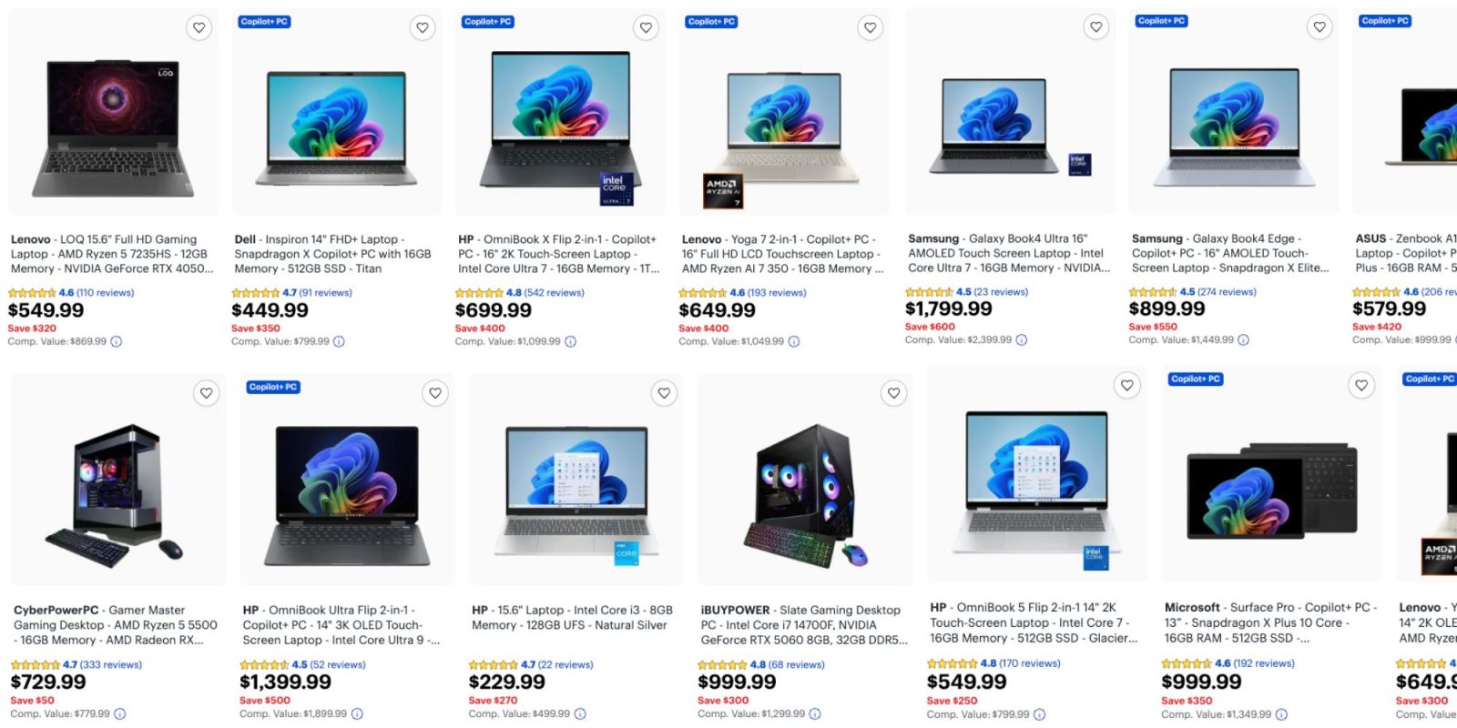 Image showing listings from Best Buy's Techtober sale.