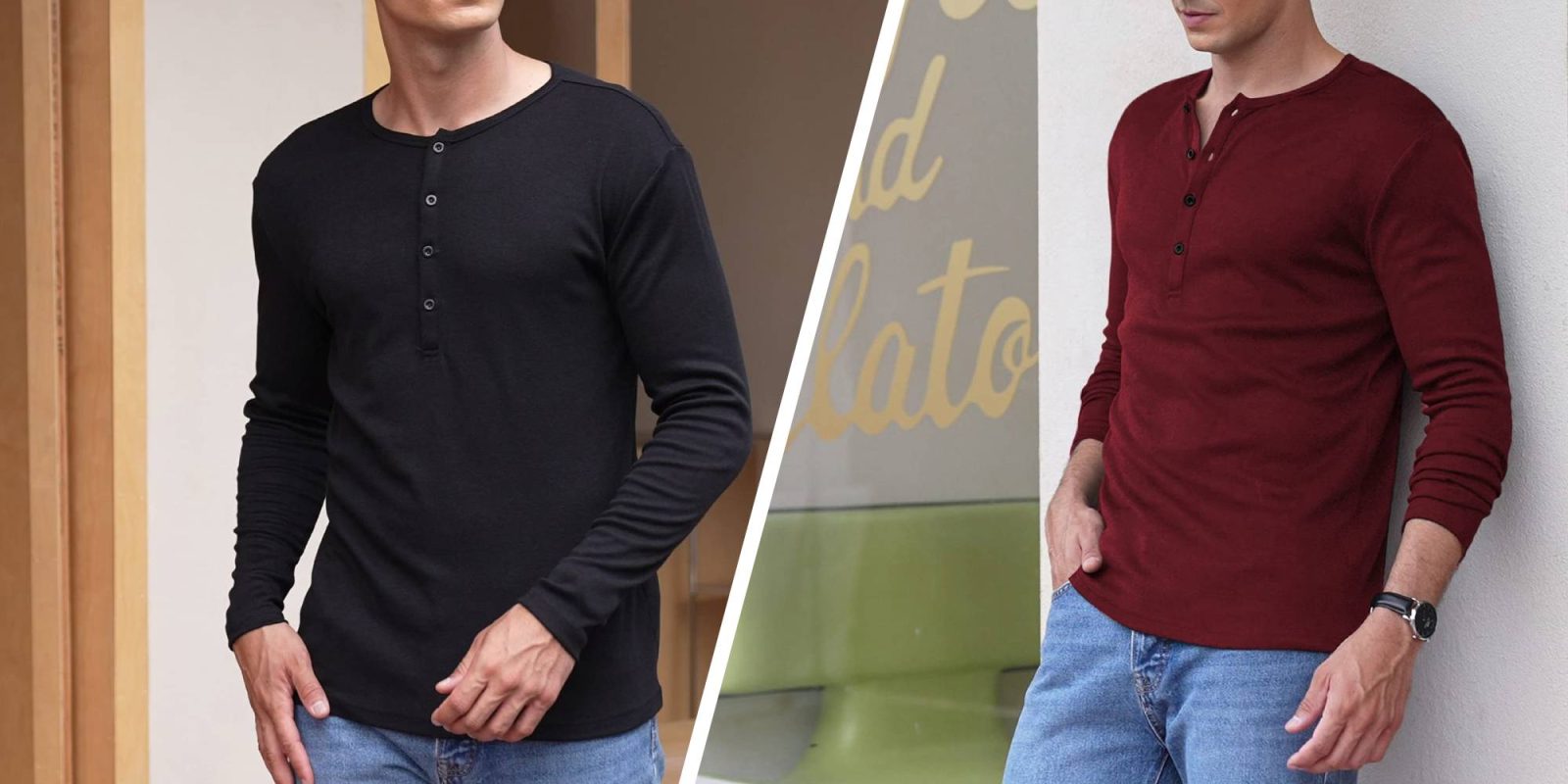 A collage of a man wearing a black shirt