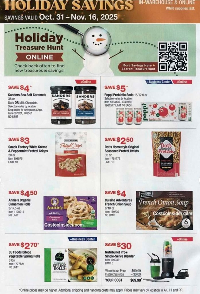 A menu of a grocery store