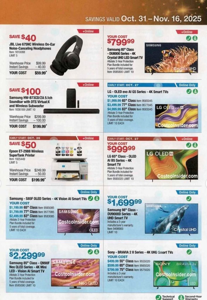 A advertisement page with price tags and images