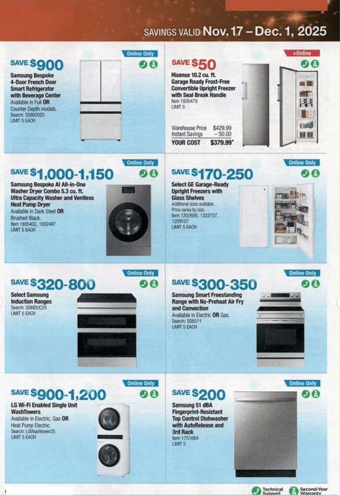 A brochure of a refrigerator and refrigerator