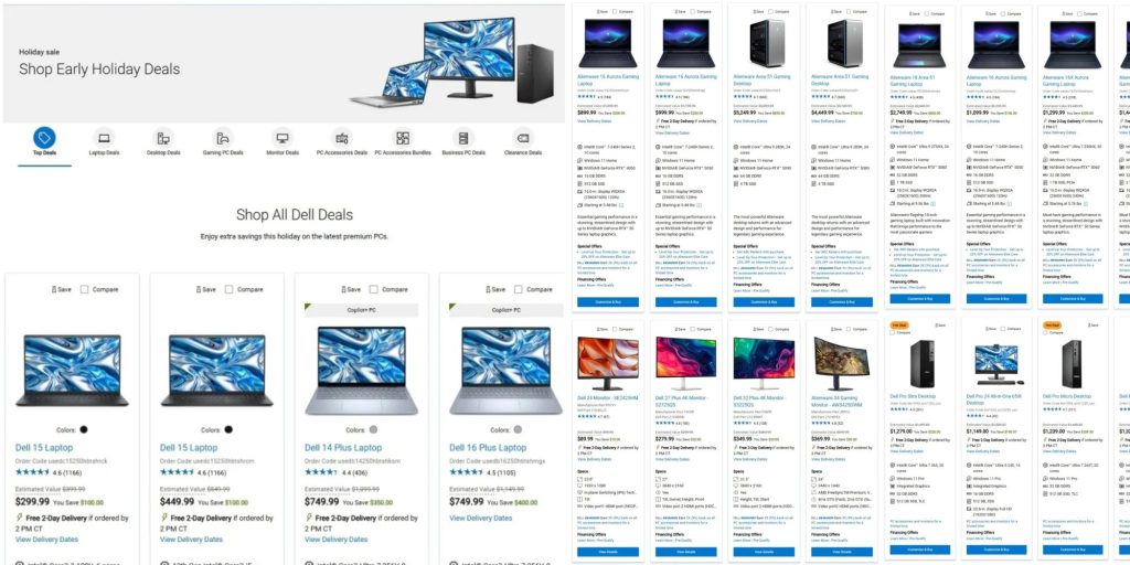 A screenshot of a computer store