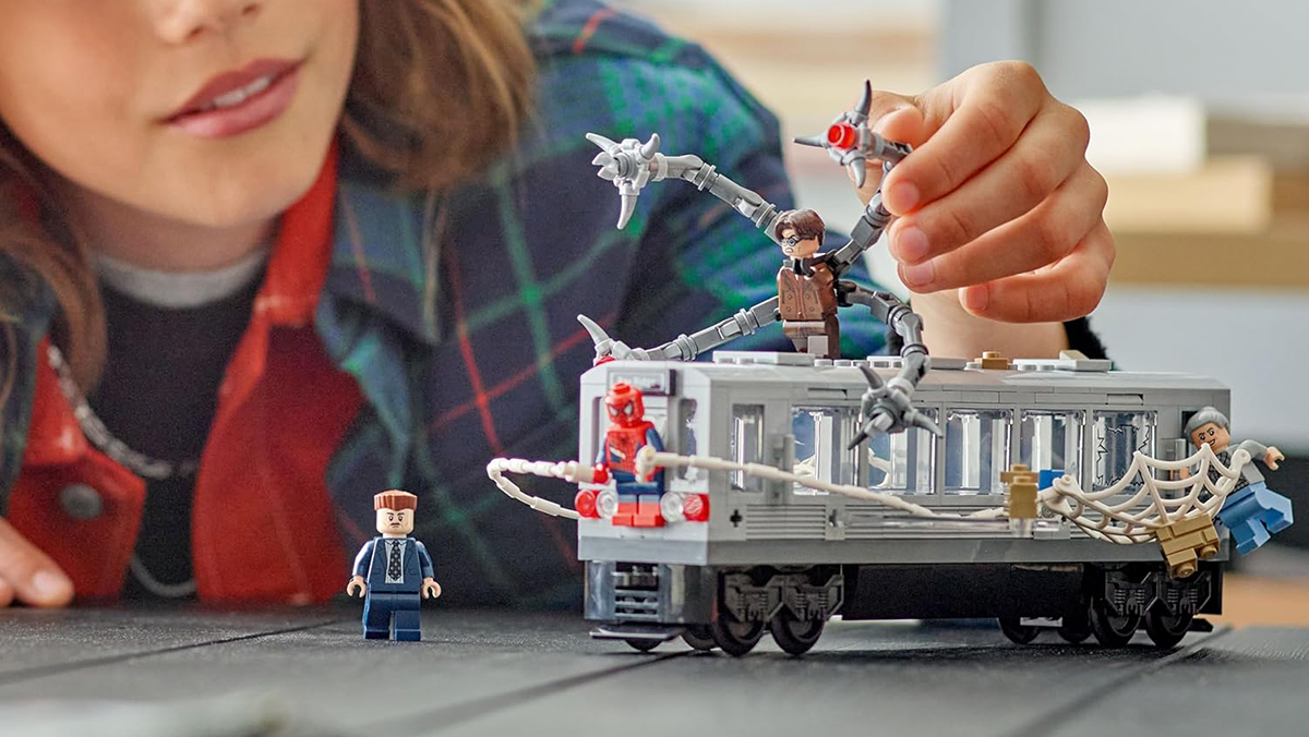 A person playing with toys