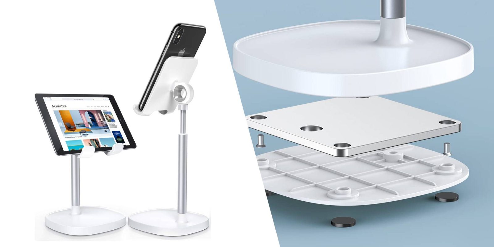 A cell phone on a stand