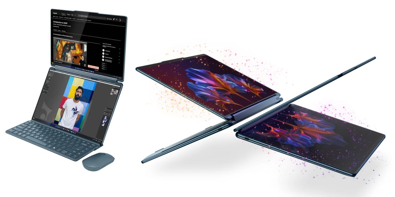 Image showing renders of Lenovo's Yoga Book 9i laptop.