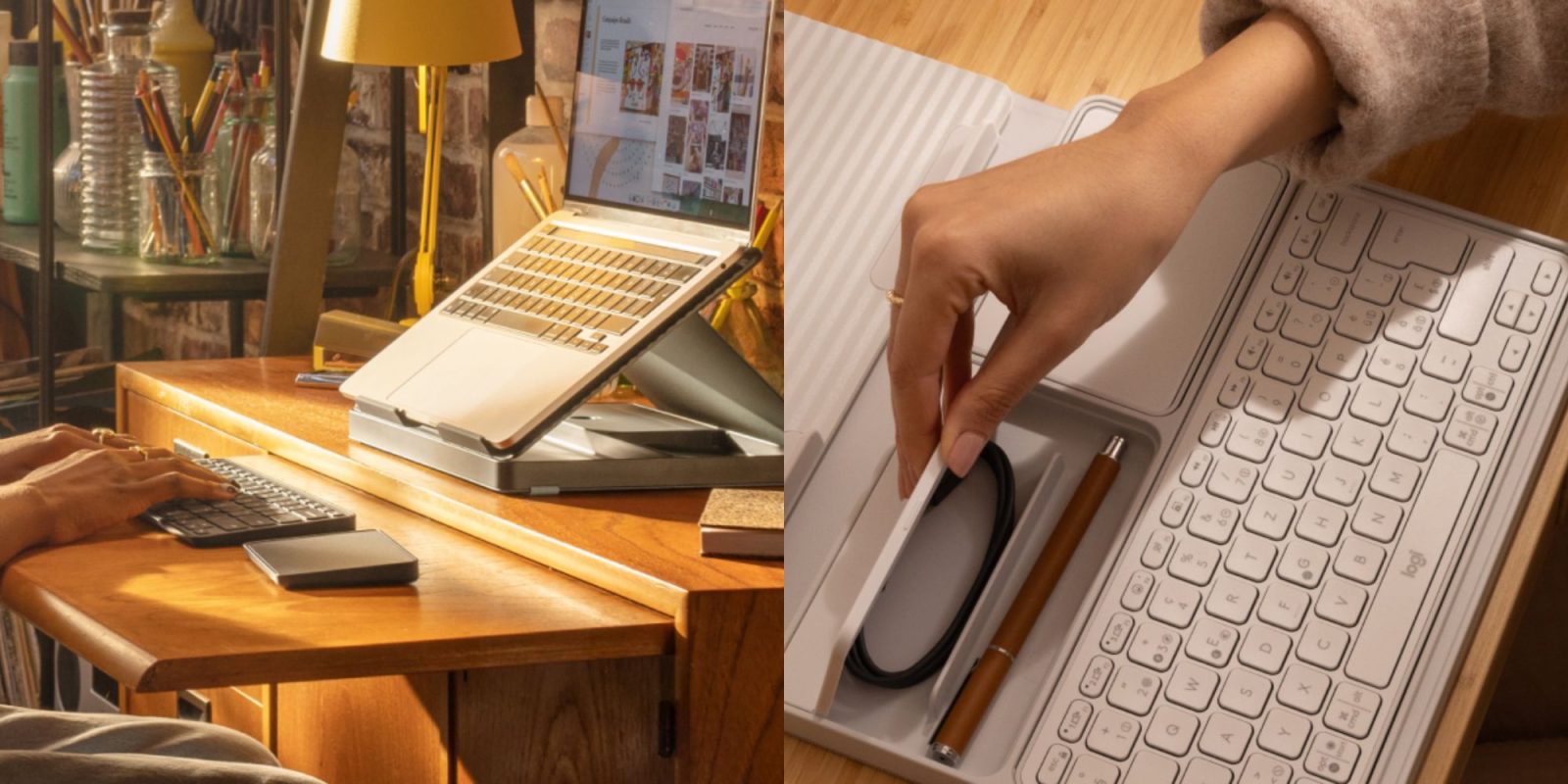 Image showing renders of Logitech's Casa Pop Desk Kit.