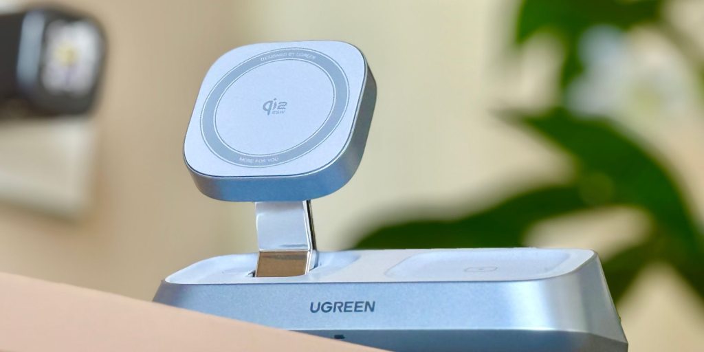 A blue device with a white circle on it