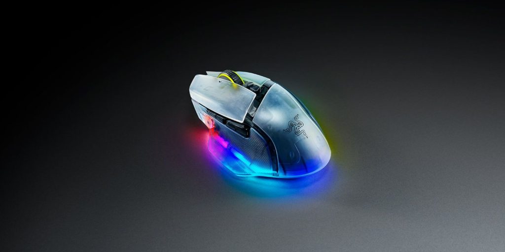 A computer mouse with colorful lights