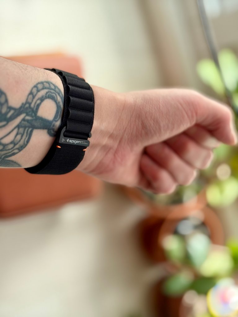 A person wearing a wrist watch