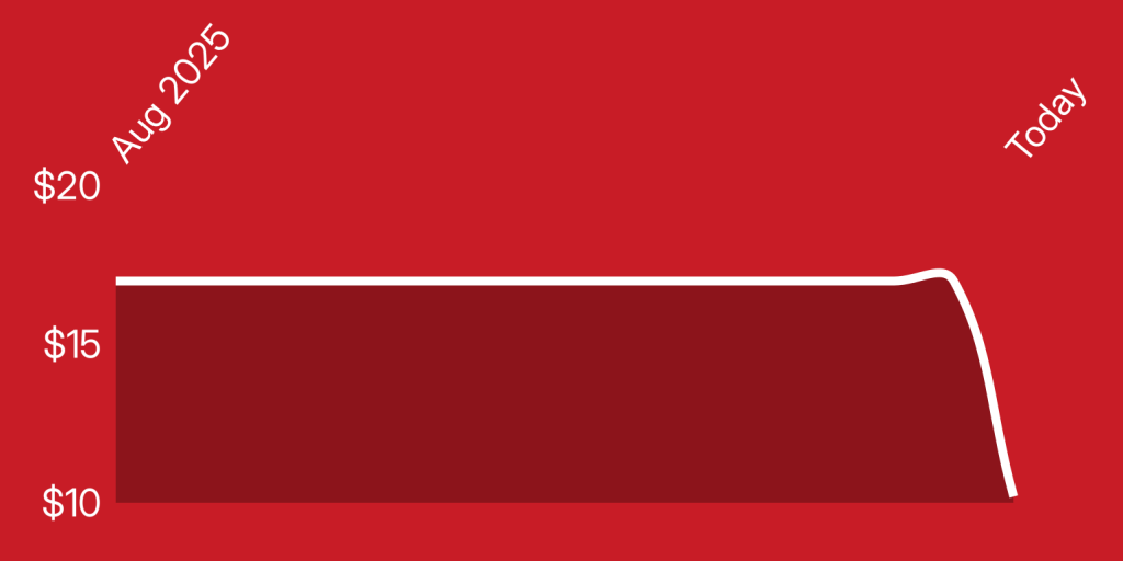 A red and white rectangular object