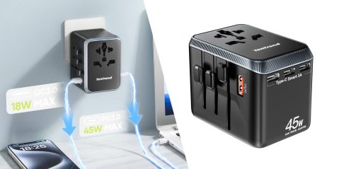 A black adapter with usb ports