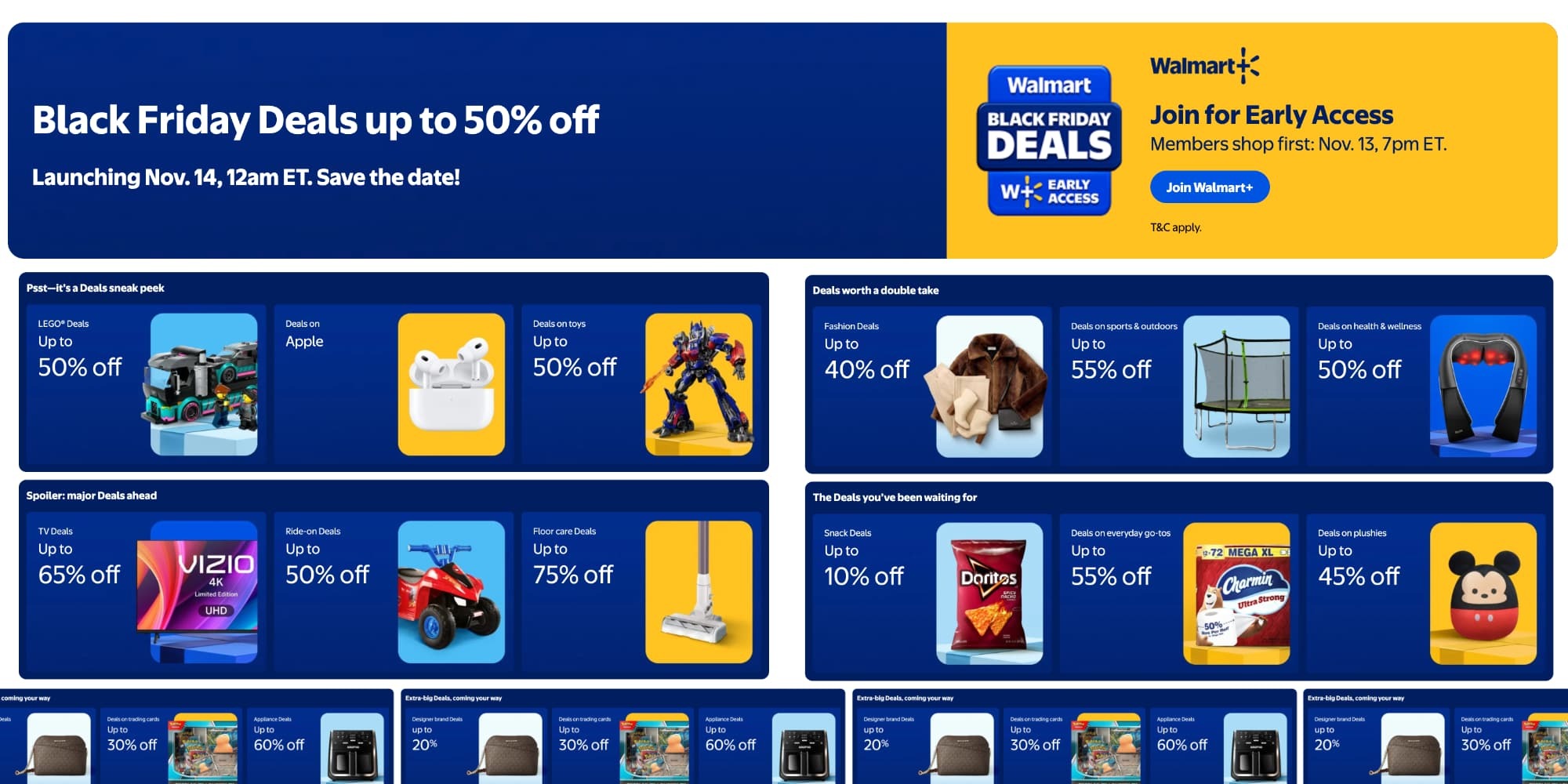 A screenshot showing Walmart's Black Friday and Cyber Monday 2025 offers.