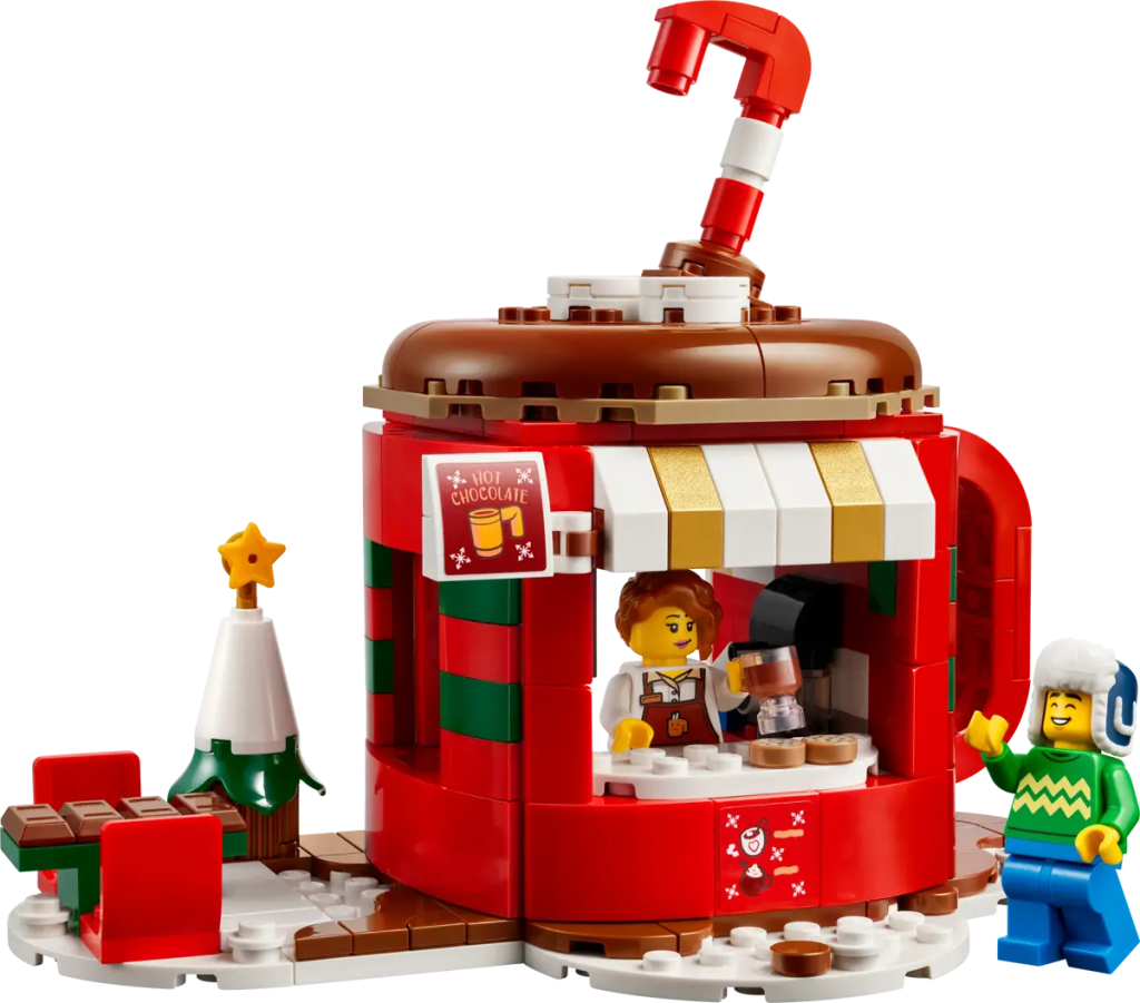 A lego building toy with a couple of people