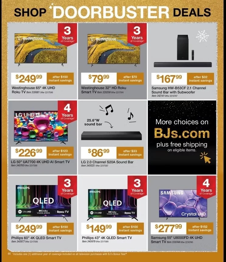 A poster with a price list of televisions