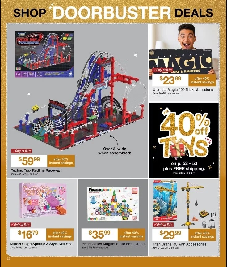 A page with a picture of a toy roller coaster and a boy smiling