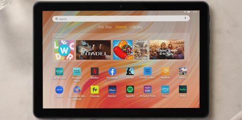 A tablet with apps on the screen
