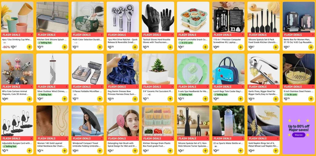 A screenshot of a flash deals