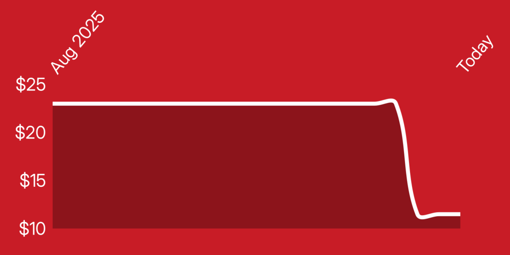 A red and white rectangular object