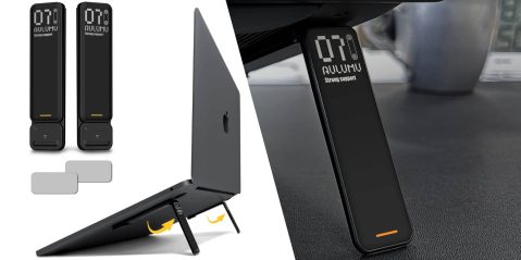 A laptop with a stand
