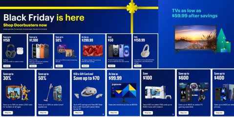 A screenshot of a blue and white advertisement