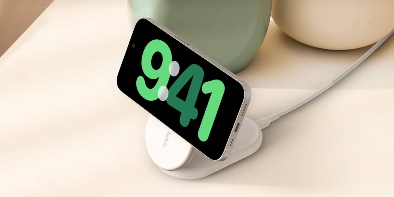 A phone on a wireless charger