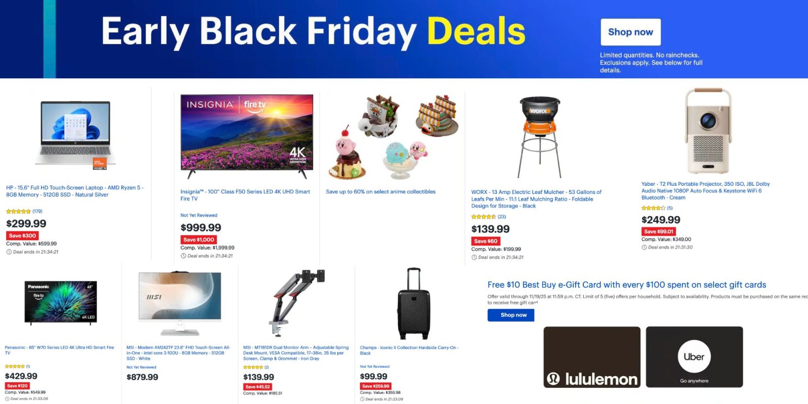 Image showing listings from Best Buy's Deals of the Day offers.