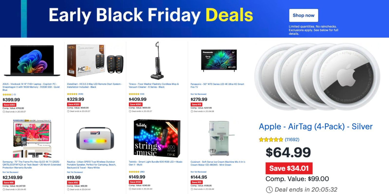 Image showing listings from Best Buy's Deals of the Day offers.