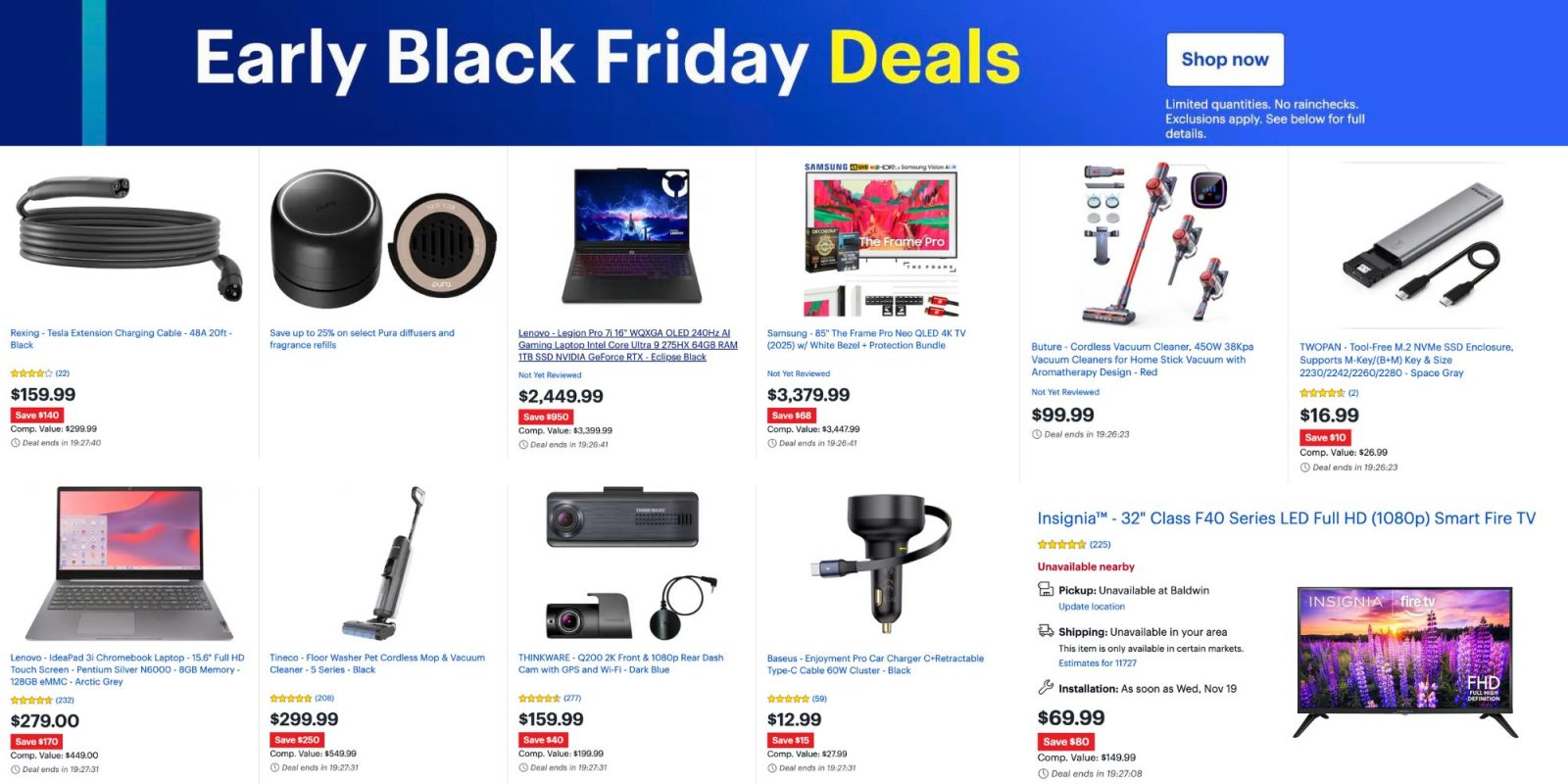 Image showing listings from Best Buy Deals of the Day offers.
