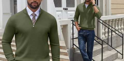 A man wearing a green sweater