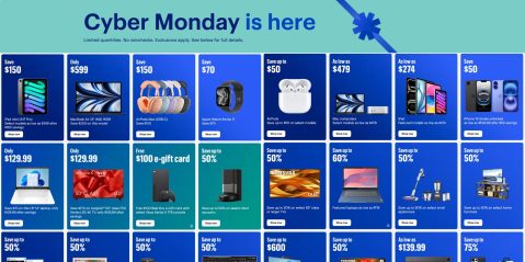 A blue and green advertisement with white text