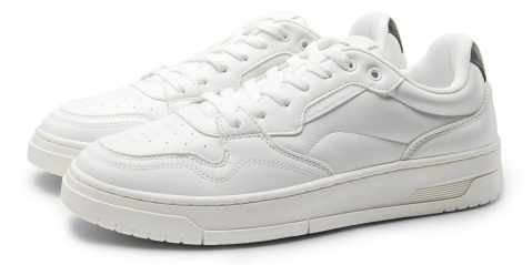 A pair of white sneakers