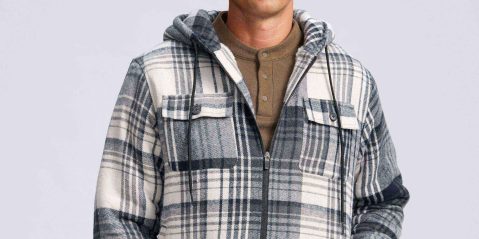 A man wearing a plaid jacket