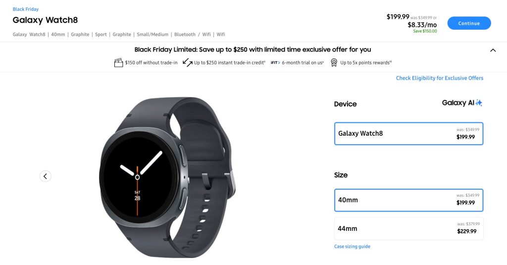 A black watch with a white face