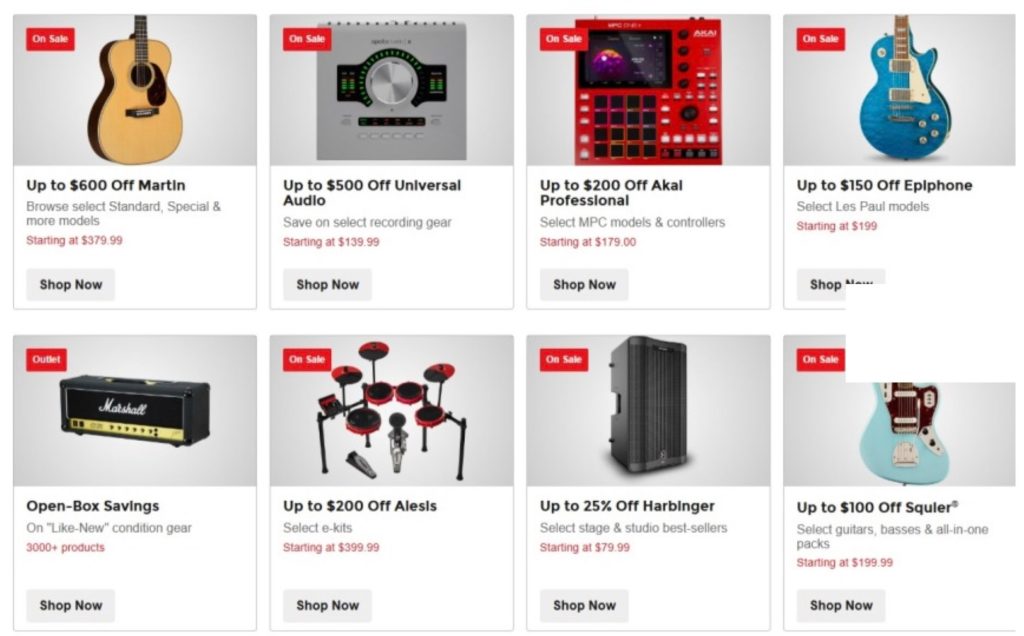 Screenshot of a screenshot of a music store