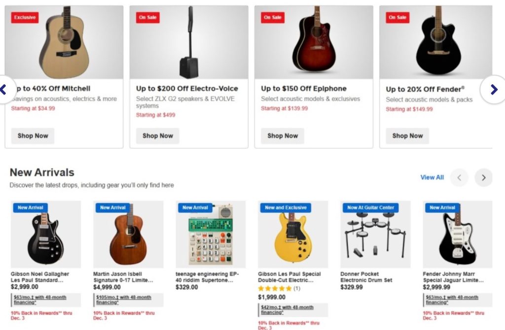 A screenshot of a store