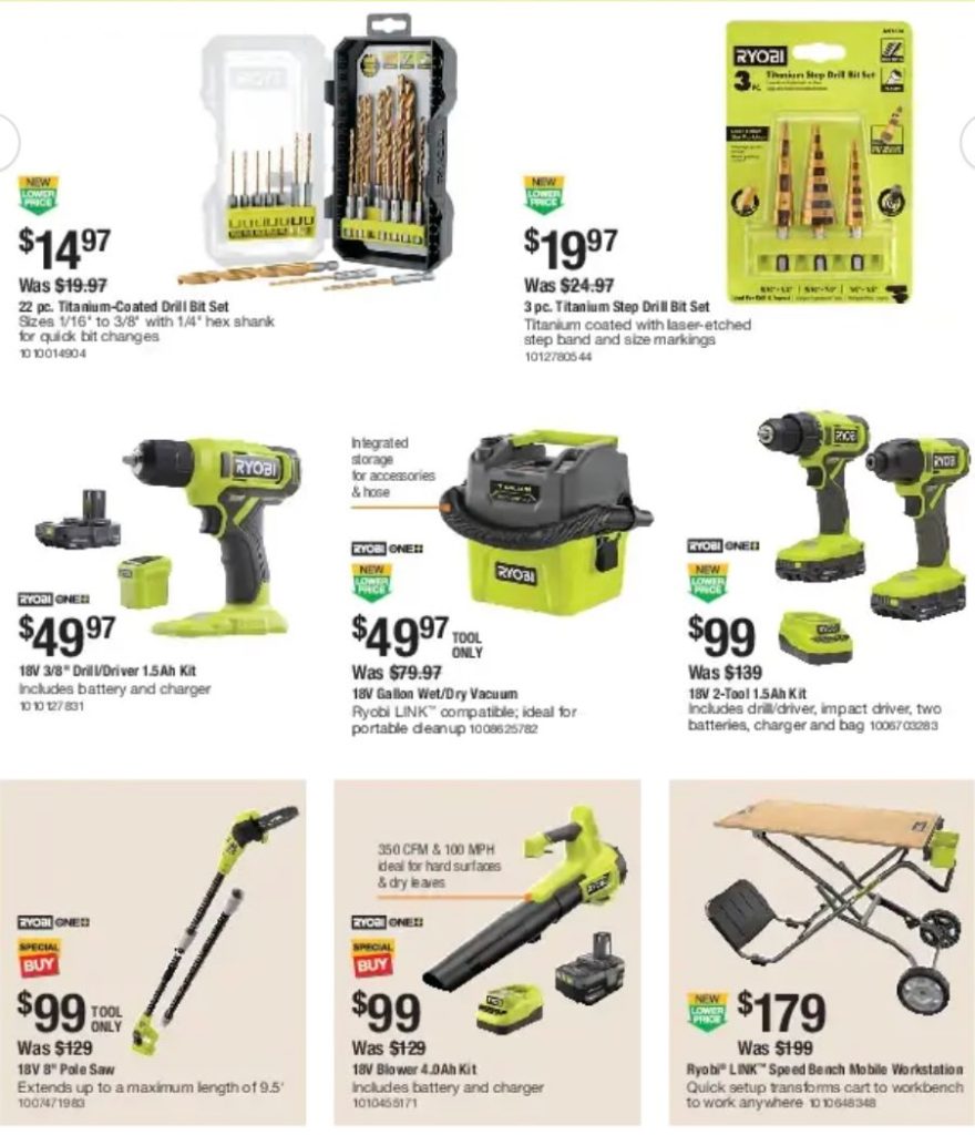 A page with a variety of power tools