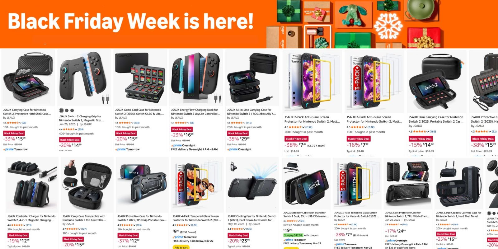 Image showing listings from JSAUX Black Friday sale.