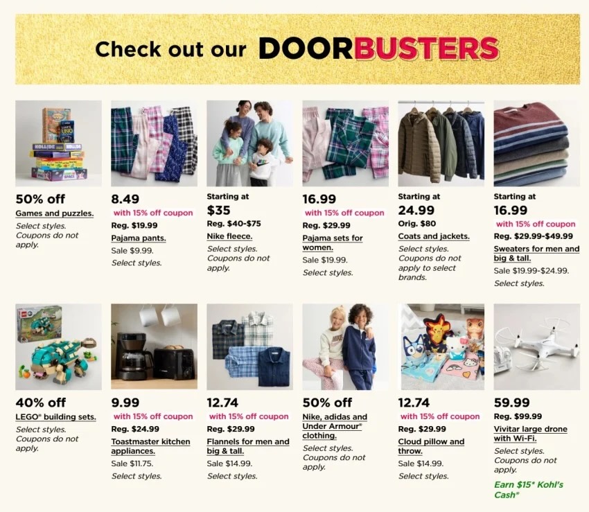 A poster with a price list of clothing