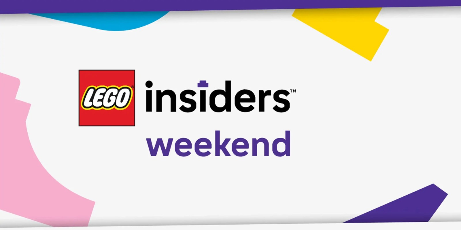 A white rectangular sign with purple and yellow text