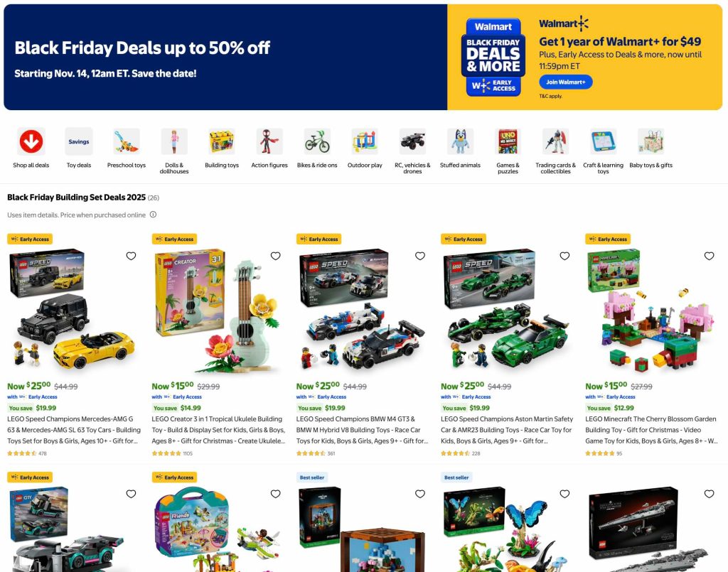 Walmart early Black Friday LEGO deals are now live