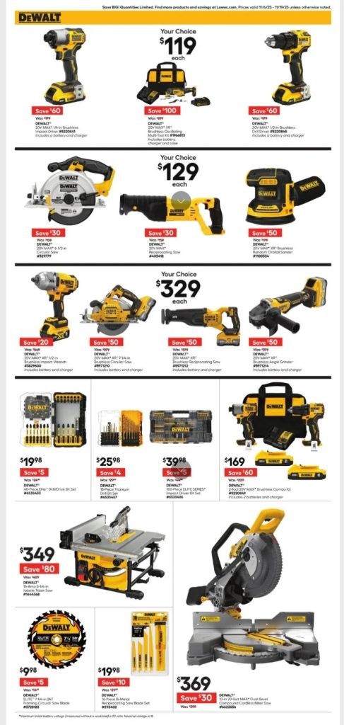 A advertisement page with a variety of power tools