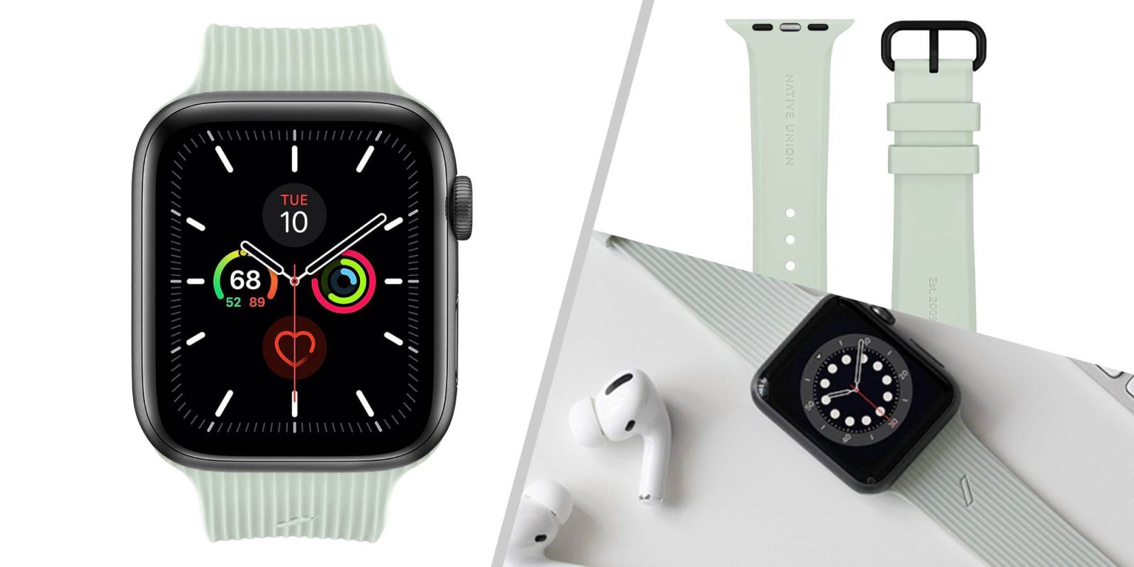 A smart watch with a white band