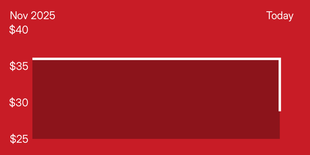 A red rectangular object with white lines